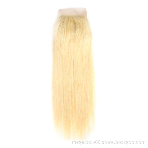 Megalook Hair Discounts 22 Inch Peruvian Three Part Virgin Cuticle Aligned Straight Human Hair 613 Color Lace Closure